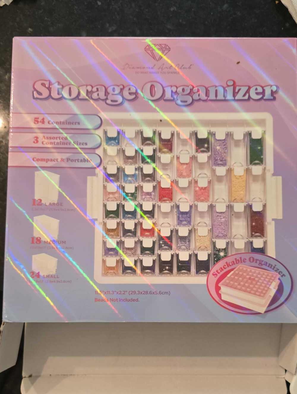 Diamond Art Club Storage Organizer Box - Pink - Compact Stackable Container Set